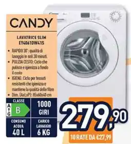Unieuro CANDY LAVATRICE SLIM EY4 061D4W41S offerta