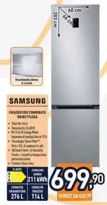 Unieuro Samsung Frigorifero Combinato RB38C774DSA offerta