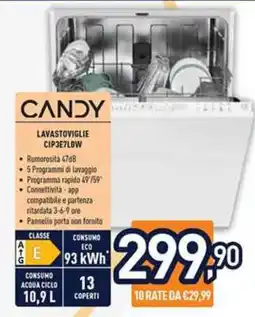 Unieuro CANDY LAVASTOVIGLIE CIP3E7LOW offerta