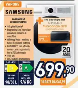 Unieuro Samsung Lavatrice WD90GB5B15BH offerta