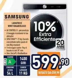 Unieuro Samsung Lavatrice WW11DG6B25LKU3 offerta