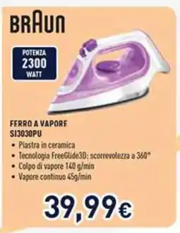 Unieuro Braun Ferro a Vapore SI3030PU offerta