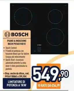 Unieuro Bosch Piano a Induzione 80cm PVS831HB1E offerta
