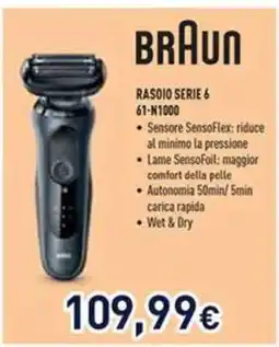 Unieuro Braun Rasoio Serie 6 61-N1000 offerta