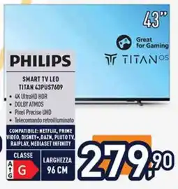 Unieuro PHILIPS SMART TV LED TITAN 43PUS7609 offerta