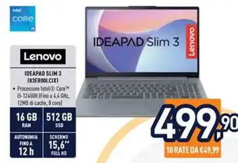 Unieuro Lenovo IDEAPAD Slim 3 offerta