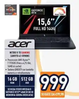 Unieuro Acer Nitro V 15 Gaming offerta