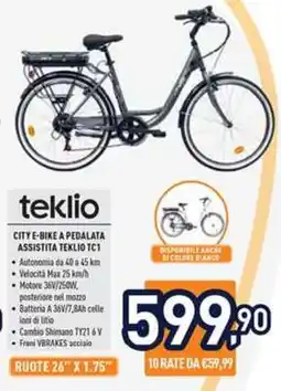 Unieuro CITY E-BIKE A PEDALATA ASSISTITA TEKLIO TC1 offerta