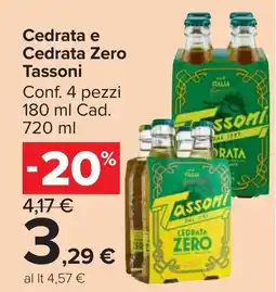 Carrefour Market Cedrata e Cedrata Zero Tassoni offerta