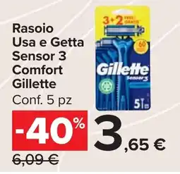 Carrefour Market Rasoio Usa e Getta Sensor 3 Comfort Gillette offerta