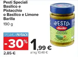 Carrefour Pesti Speciali Basilico e Pistacchio o Basilico e Limone Barilla offerta