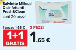 Carrefour Salviette Milleusi Disinfettanti Fresh&Clean offerta