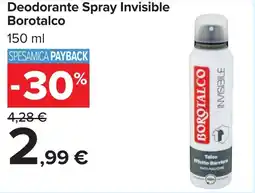 Carrefour Deodorante Spray Invisible Borotalco offerta