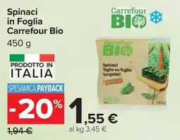 Carrefour Spinaci in Foglia Carrefour Bio offerta