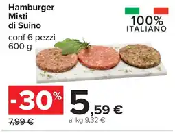 Carrefour Hamburger Misti di Suino offerta