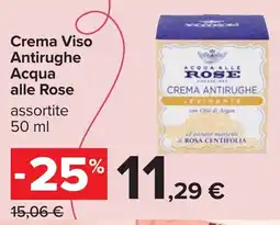 Carrefour Crema Viso Antirughe Acqua alle Rose offerta