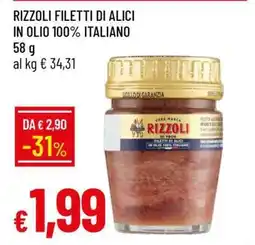 Famila RIZZOLI filetti di alici in olio 100% italiano offerta