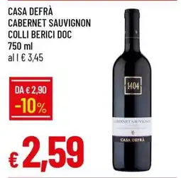 Famila CASA DEFRÀ CABERNET SAUVIGNON COLLI BERICI DOC offerta