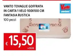Famila VANTO TOVAGLIE GOFFRATA IN CARTA 1 VELO 100X100 CM FANTASIA RUSTICA offerta