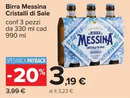 Carrefour Birra Messina Cristalli di Sale offerta