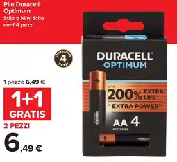 Carrefour Pile Duracell Optimum Stilo o Mini Stilo offerta