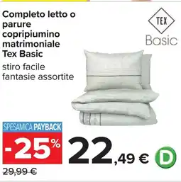 Carrefour Completo letto o parure copripiumino matrimoniale Tex Basic offerta
