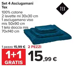 Carrefour Set 4 Asciugamani Tex offerta
