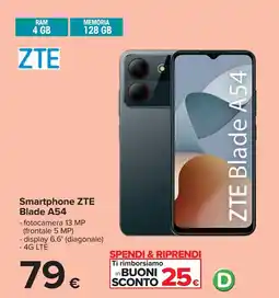 Carrefour Smartphone ZTE Blade A54 offerta