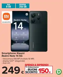 Carrefour Smartphone Xiaomi Redmi Note 14 5G offerta