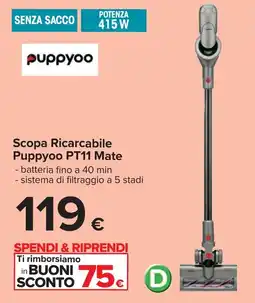 Carrefour Scopa Ricarcabile Puppyoo PT11 Mate offerta