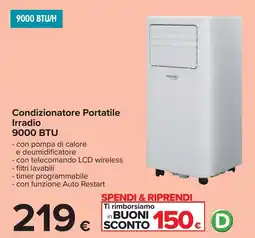 Carrefour Condizionatore Portatile Irradio 9000 BTU offerta