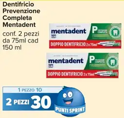 Carrefour Dentifricio Prevenzione Completa Mentadent offerta