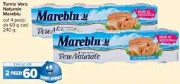 Carrefour Tonno Vero Naturale Mareblu offerta