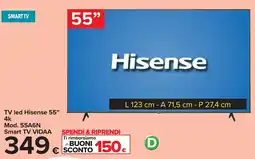 Carrefour TV led Hisense 55" 4k Smart TV VIDAA offerta