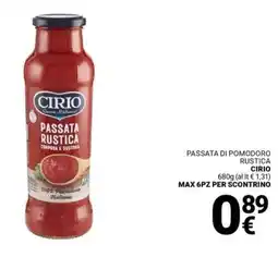 Supermercati Gulliver Passata di pomodoro rustica CIRIO offerta