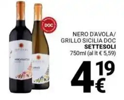 Supermercati Gulliver Nero d'avola/ grillo sicilia doc SETTESOLI offerta