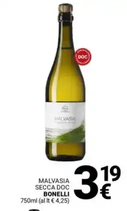 Supermercati Gulliver Malvasia secca doc BONELLI offerta