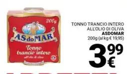 Supermercati Gulliver Tonno trancio intero all'olio di oliva ASDOMAR offerta