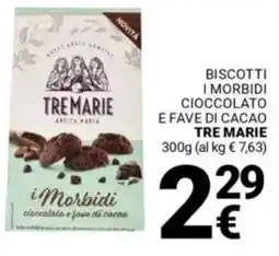 Supermercati Gulliver Biscotti i morbidi cioccolato e fave di cacao TRE MARIE offerta