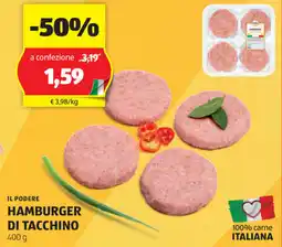 ALDI Il podere hamburger di tacchino offerta