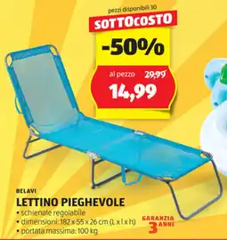 ALDI Belavi lettino pieghevole offerta