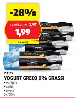 ALDI Lyttos yogurt greco 0% grassi offerta