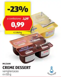ALDI Milsani creme dessert vaniglia/cacao offerta