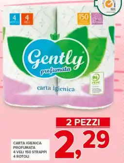 Todis Carta igienica profumata 4 veli 150 strappi 4 rotoli offerta
