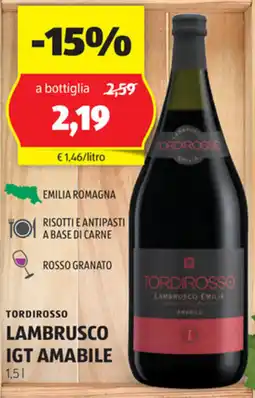 ALDI Tordirosso lambrusco igt amabile offerta