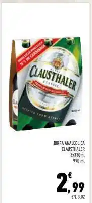 Conad Birra analcolica Clausthaler offerta