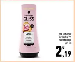 Conad LINEA SHAMPOO/BALSAMO GLISS SCHWARZKOPF offerta