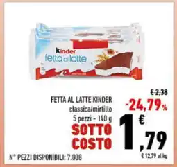 Conad Fetta al Latte Kinder classica/mirtillo offerta