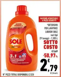 Conad SOLE Detersivo per Lavatrice Liquido offerta
