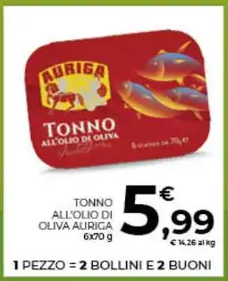 Conad TONNO ALL'OLIO DI OLIVA AURIGA offerta